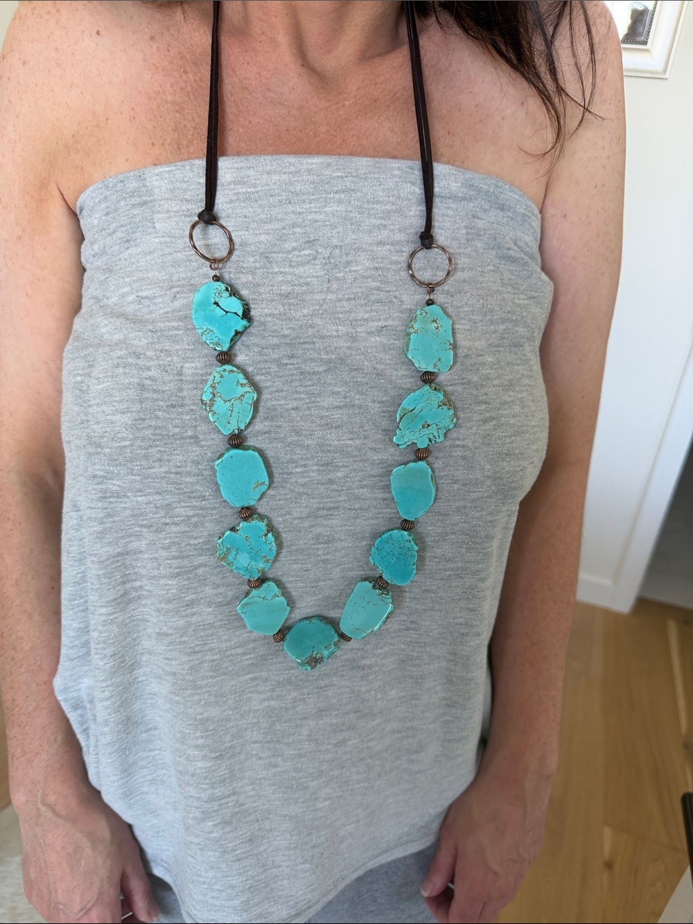 Turquoise Leather Necklace